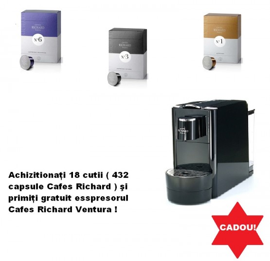 Pachet Capsule & Aparat Ventura Black Cafes Richard
